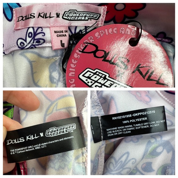 NWOT DOLLS KILL x Powerpuff Girls Flare Pants  Large Purple Satin (32x32) Goth - Picture 14 of 16